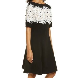SHANI Black and White A-Line Fit and Flare Cocktail Dress Knee Length